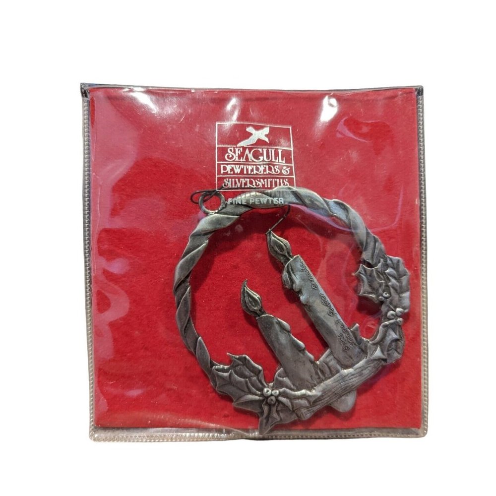 vintage Seagull Pewter Candle Wreath Christmas Ornament Canada